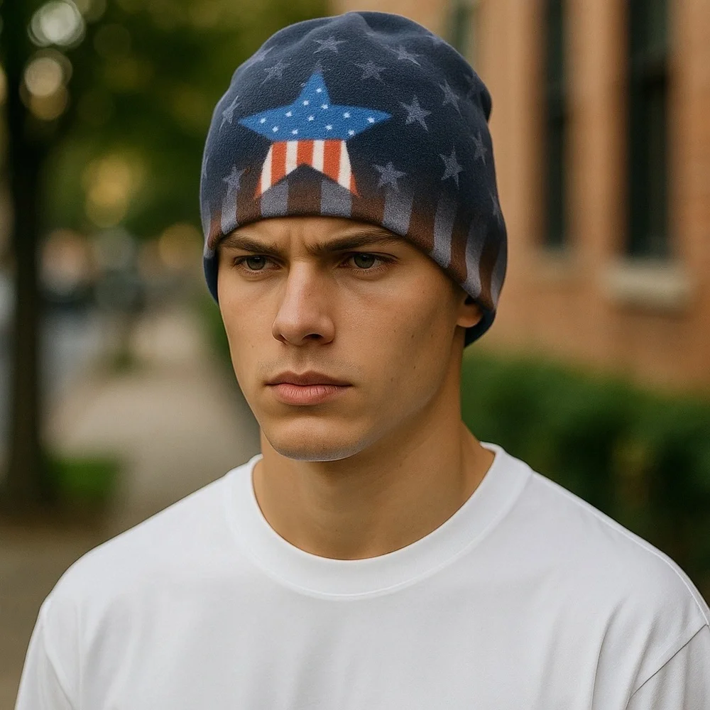 Ski Hat Beanie Fleece Stars & Stripes Hiking Winter sports